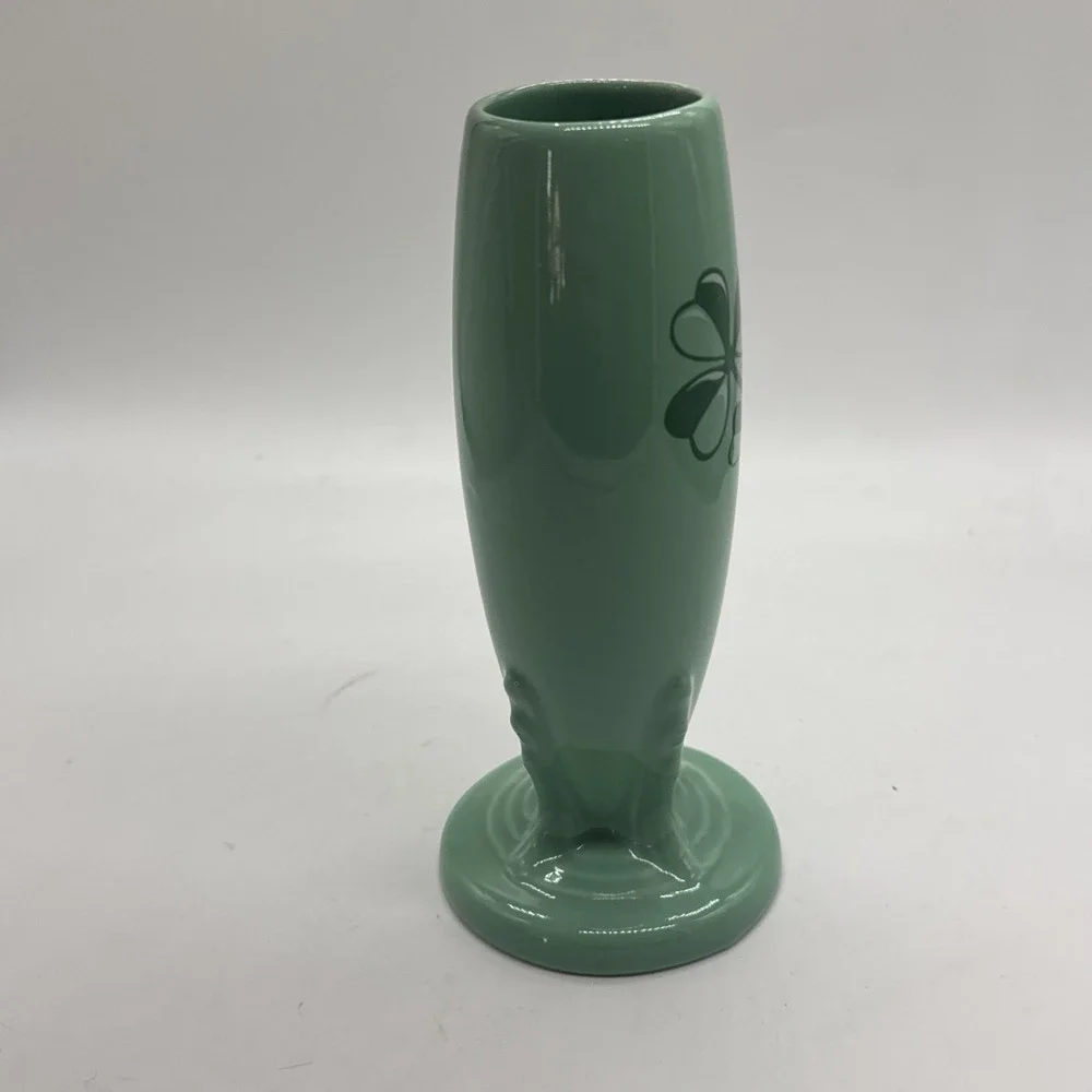 Fiesta Seamist Green Clover Bud Vase Homer Laughlin Ceramic Flower Holder